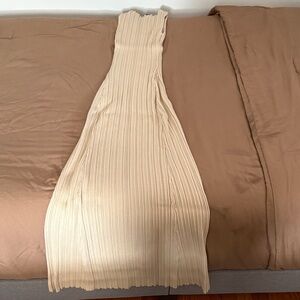 White Fox Boutique Cream Ribbed Knit Maxi Dress